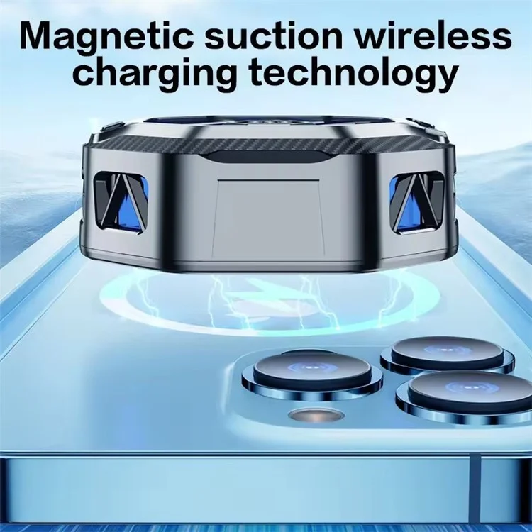 X60A Cell Phone Cooling Fan Magnetic Semiconductor Phone Cooler with Wireless Charging RGB Lighting Adjustable Cooling Levels