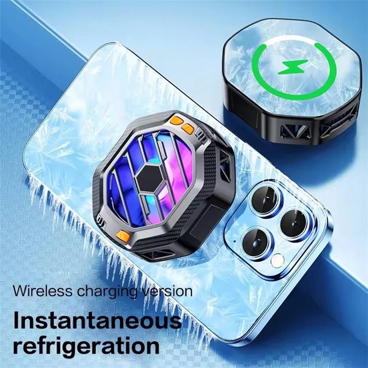 X60A Cell Phone Cooling Fan Magnetic Semiconductor Phone Cooler with Wireless Charging RGB Lighting Adjustable Cooling Levels