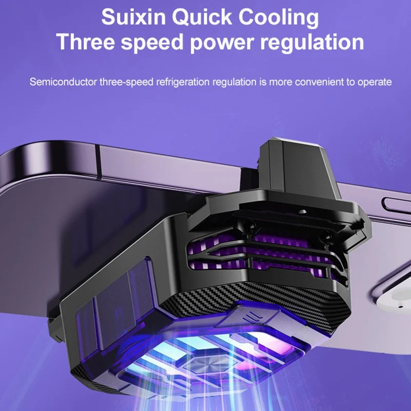 X65 Phone Cooler Magnetic Semiconductor Cell Phone Radiator with Clips Adjustable Cooling Mode for Gaming Live Live Stream
