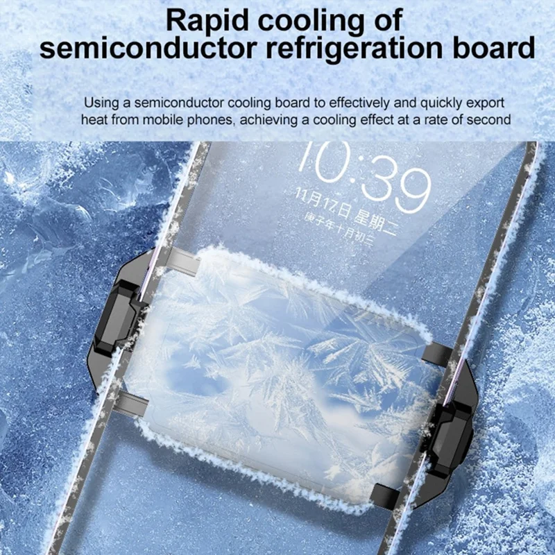 X65 Phone Cooler Magnetic Semiconductor Cell Phone Radiator with Clips Adjustable Cooling Mode for Gaming Live Live Stream