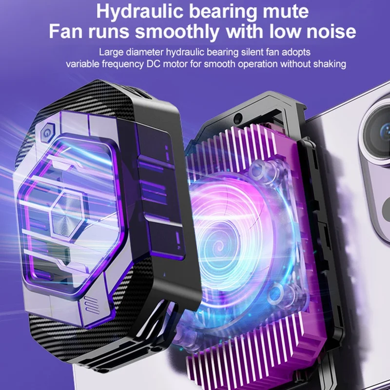 X65 Phone Cooler Magnetic Semiconductor Cell Phone Radiator with Clips Adjustable Cooling Mode for Gaming Live Live Stream