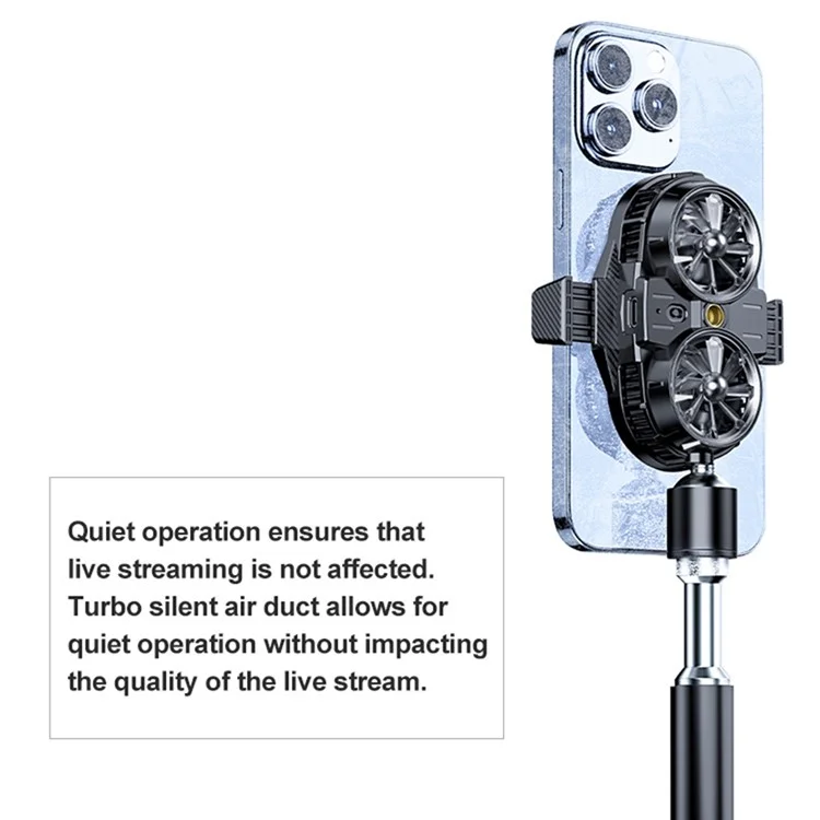 X53 Professional Cell Phone ETC Semiconductor Cooling Fan mit Doppellüftern, verstellbaren Winkeln, geringer Geräuschentwicklung und Clip für die meisten Telefone, Live-Streaming
