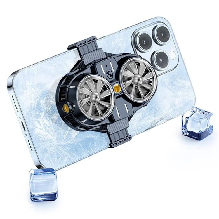 X53 Professional Cell Phone ETC Semiconductor Cooling Fan mit Doppellüftern, verstellbaren Winkeln, geringer Geräuschentwicklung und Clip für die meisten Telefone, Live-Streaming