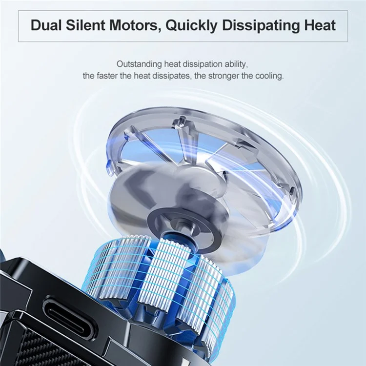 X53 Professional Cell Phone ETC Semiconductor Cooling Fan mit Doppellüftern, verstellbaren Winkeln, geringer Geräuschentwicklung und Clip für die meisten Telefone, Live-Streaming