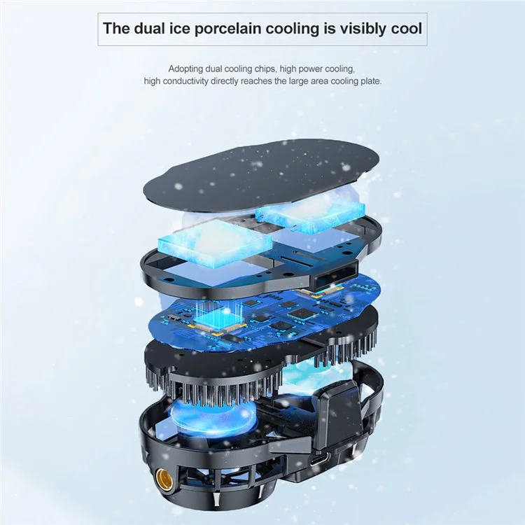 X53 Professional Cell Phone ETC Semiconductor Cooling Fan mit Doppellüftern, verstellbaren Winkeln, geringer Geräuschentwicklung und Clip für die meisten Telefone, Live-Streaming