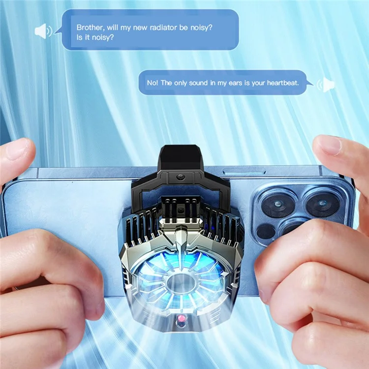 X20 Cell Phone Heat Sink Semiconductor Cooling Fan with 2 Stages Adjustment Low Noise Back Clip for Gaming - Tarnish