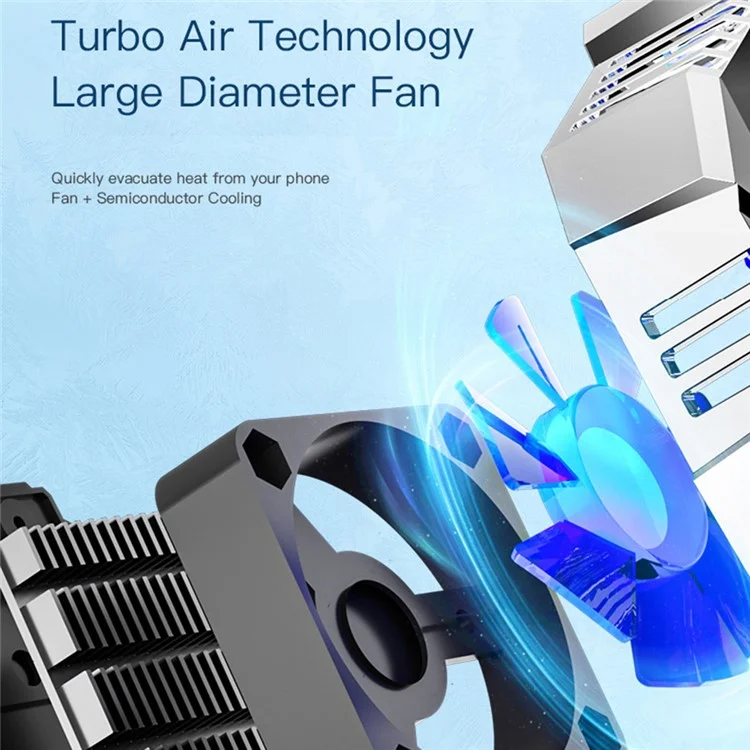 X20 Cell Phone Heat Sink Semiconductor Cooling Fan with 2 Stages Adjustment Low Noise Back Clip for Gaming - Tarnish