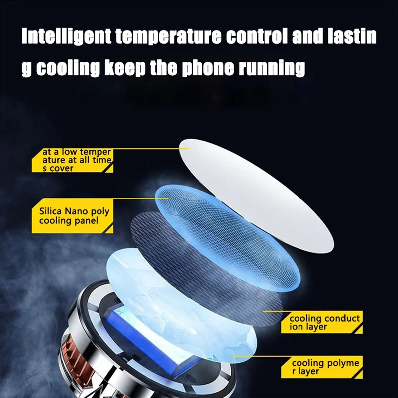 X18 Cell Phone Cooler Magnetic Heat Sink Mobile Phone Radiator with Screw Interface for Live Streaming Gaming - Silver