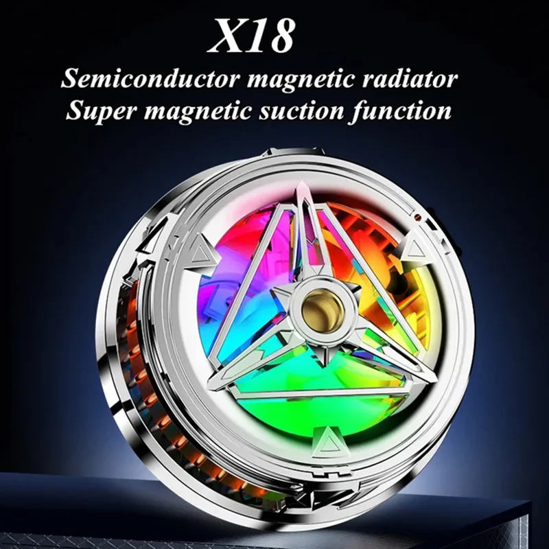 X18 Cell Phone Cooler Magnetic Heat Sink Mobile Phone Radiator with Screw Interface for Live Streaming Gaming - Silver