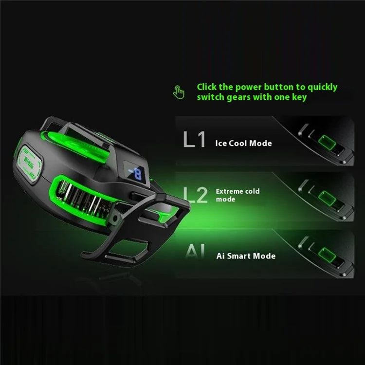 JS85 Clip On Semiconductor Phone Cooler with Digital Display 3 Speeds Silent Magnetic Cooling Fan