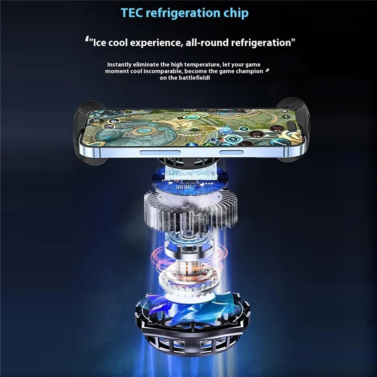 JK01S Mobile Phone Cooling Fan with RGB Light Clip On Semiconductor Refrigeration Radiator for Gaming