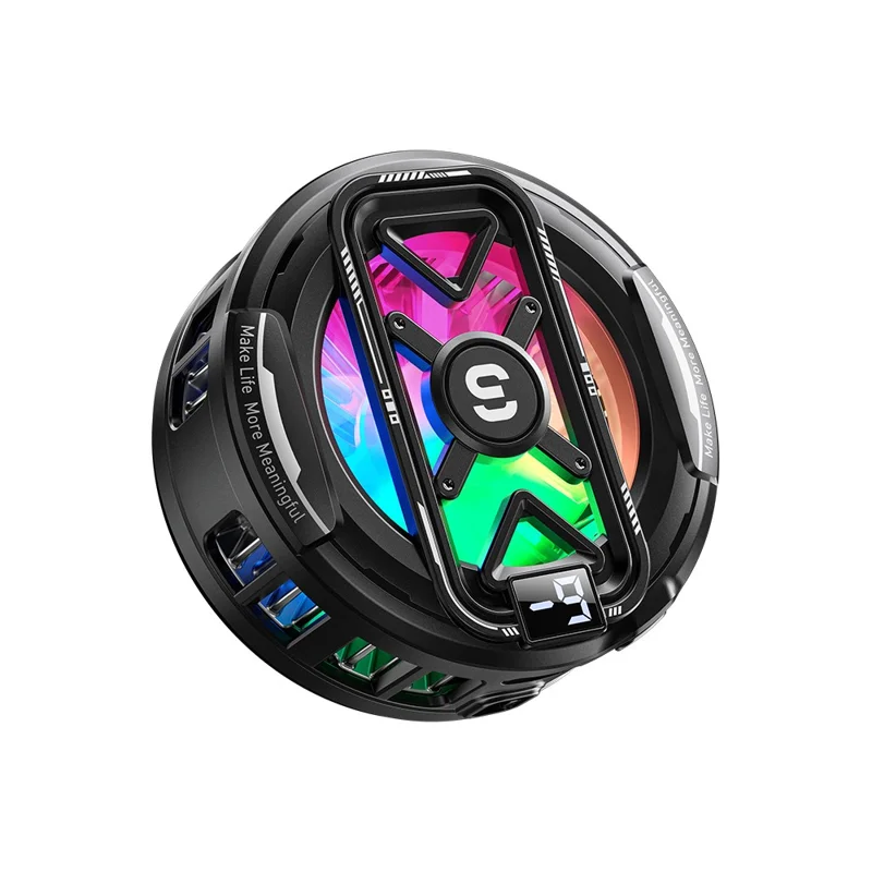 ESSAGER K51 Magnetic Digital Display Phone Cooler RGB Lighting Gaming TEC Cooling Fan Radiator for Smartphone - Black
