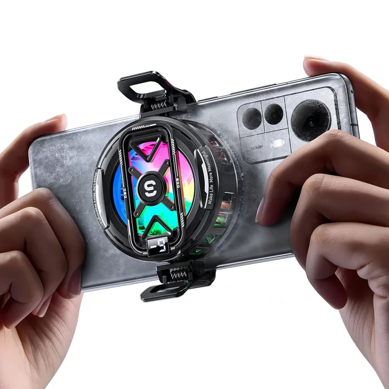 ESSAGER K51 Magnetic Digital Display Phone Cooler RGB Lighting Gaming TEC Cooling Fan Radiator for Smartphone - Black