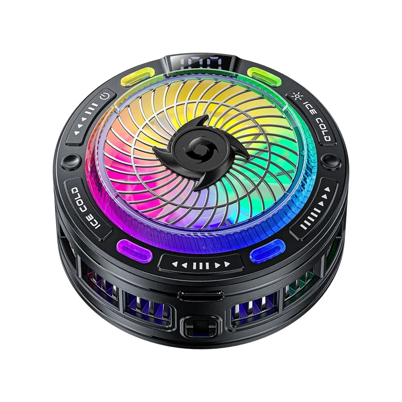 ESSAGER K50 Magnetic Digital Display Phone Cooler TEC Semiconductor AI Temperature Control RGB Lighting Cooling Fan for Gaming - Black