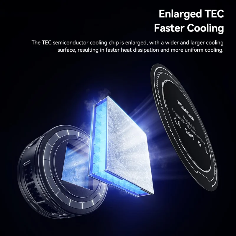 ESSAGER K50 Magnetic Digital Display Phone Cooler TEC Semiconductor AI Temperature Control RGB Lighting Cooling Fan for Gaming - Black