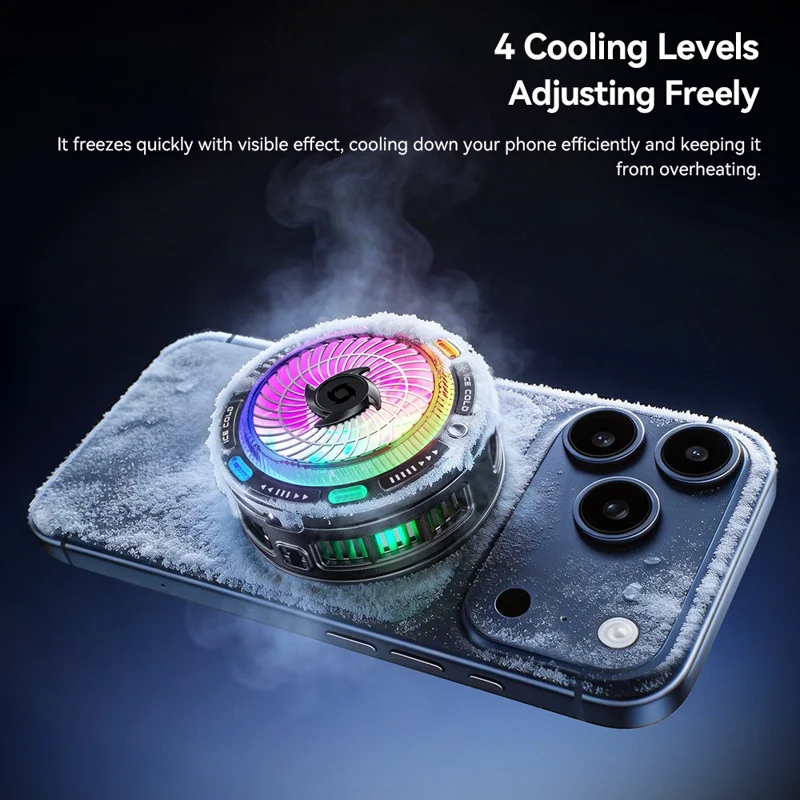 ESSAGER K50 Magnetic Digital Display Phone Cooler TEC Semiconductor AI Temperature Control RGB Lighting Cooling Fan for Gaming - Black