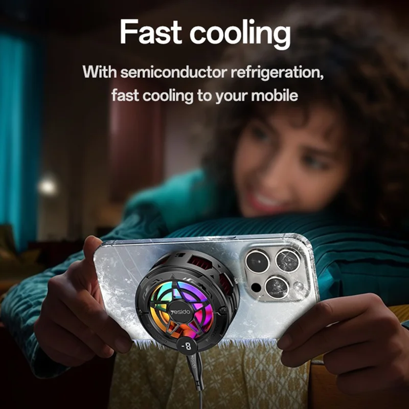 YESIDO C226 Halvlederkøling til Telefon, Magnetisk Ringdesign, RGB LED Temperaturskærm, Gamingradiator
