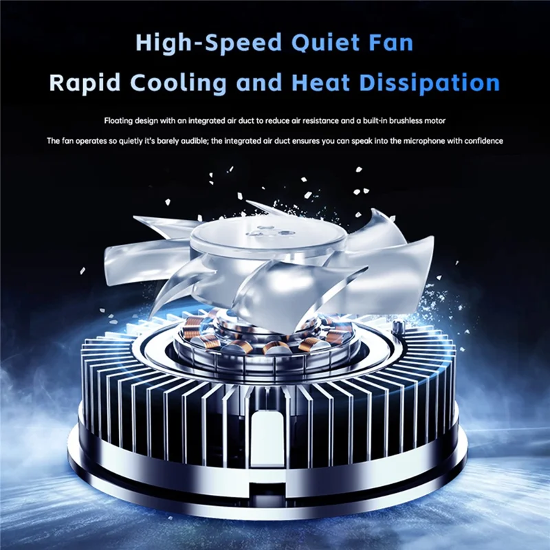 SL70 Magnetic Phone Cooler AI Temperature Control Digital Display RGB Fan Semiconductor Cooler for Gaming - Black