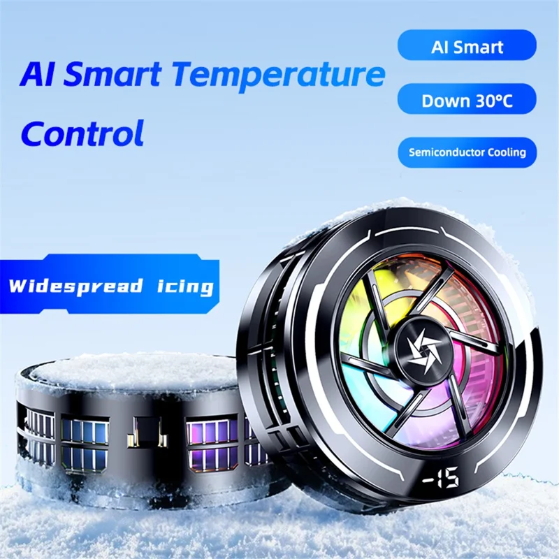 SL70 Magnetic Phone Cooler AI Temperature Control Digital Display RGB Fan Semiconductor Cooler for Gaming - Black