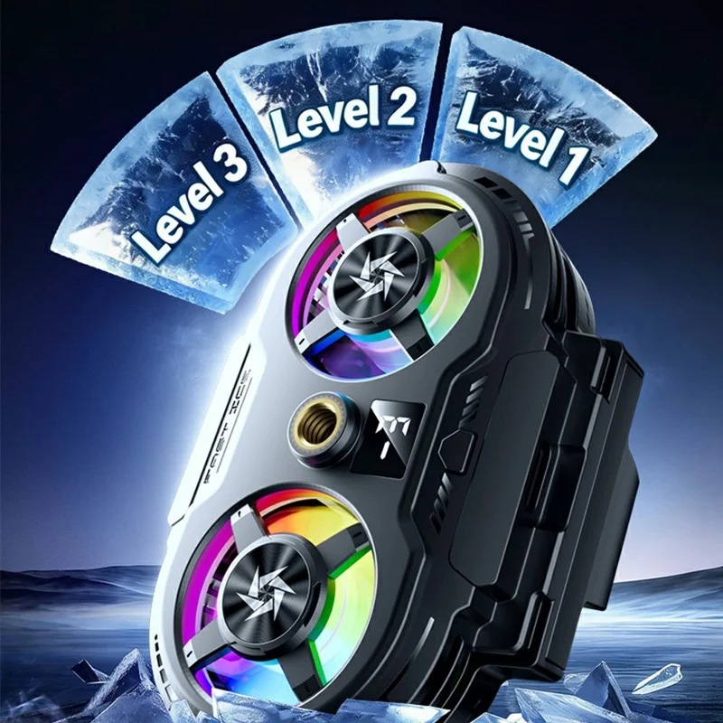 SL75 Phone Cooler 3A 5V Dual-Fan Cooling 3 Modes Retractable Clamp for Mobile Live Streaming - Black