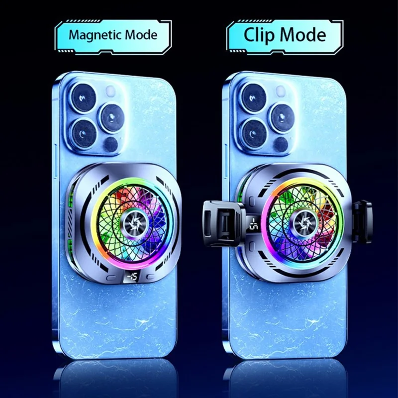 SL-79 UFO Design Magnetic Phone Cooler AI Smart Temperature Control Digital Display Marquee Light - Silver