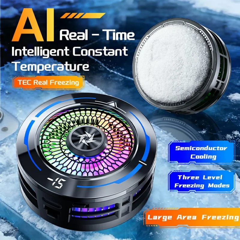 SL83 AI Smart Temperature Control Phone Cooler TEC Semiconductor Cooling Digital LED Display Magnetic Mount - Black