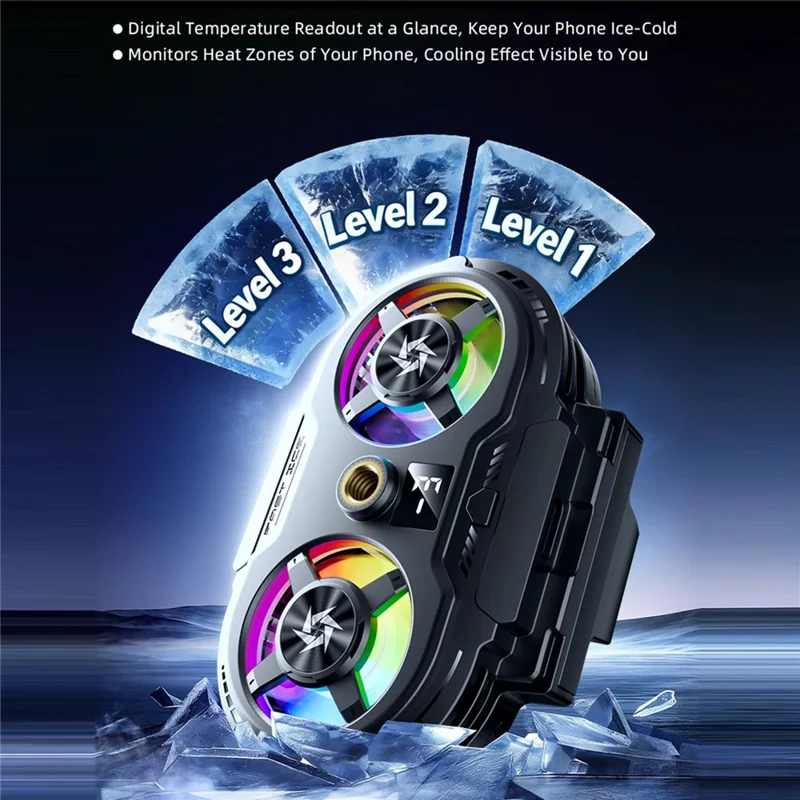 SL75 Semiconductor Phone Cooler Dual-Fan TEC Cooling 360-Degree Adjustable Stand for Live Streaming - Black