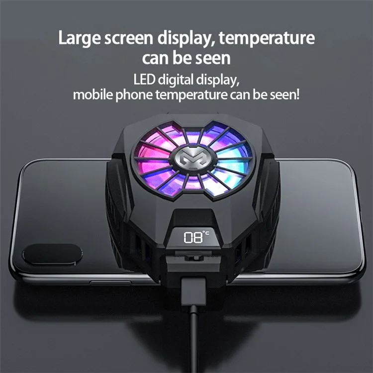 MEMO DL05 Lightweight Mobile Phone Cooler Cooling Fan Portable Cell Phone Radiator with LED Screen for iPhone Samsung Huawei Xiaomi - Black