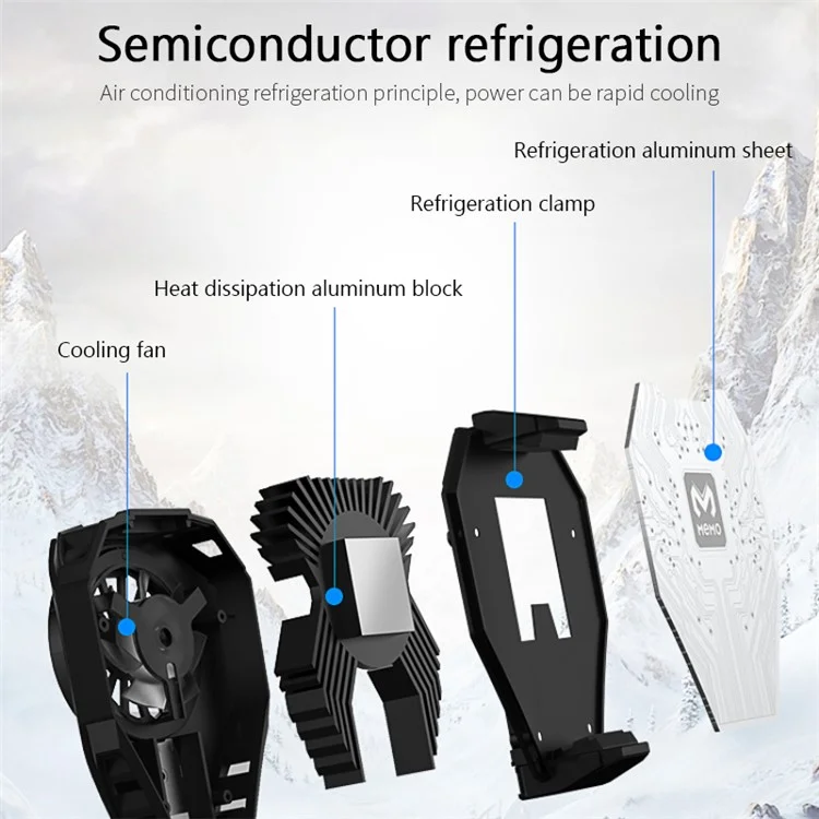 MEMO DL06 leichter Handyradiator Tragbarer Mobiltelefon-Kühler Kühlventilator zum Spielen von Spielen und Anschauen von Videos - Schwarz