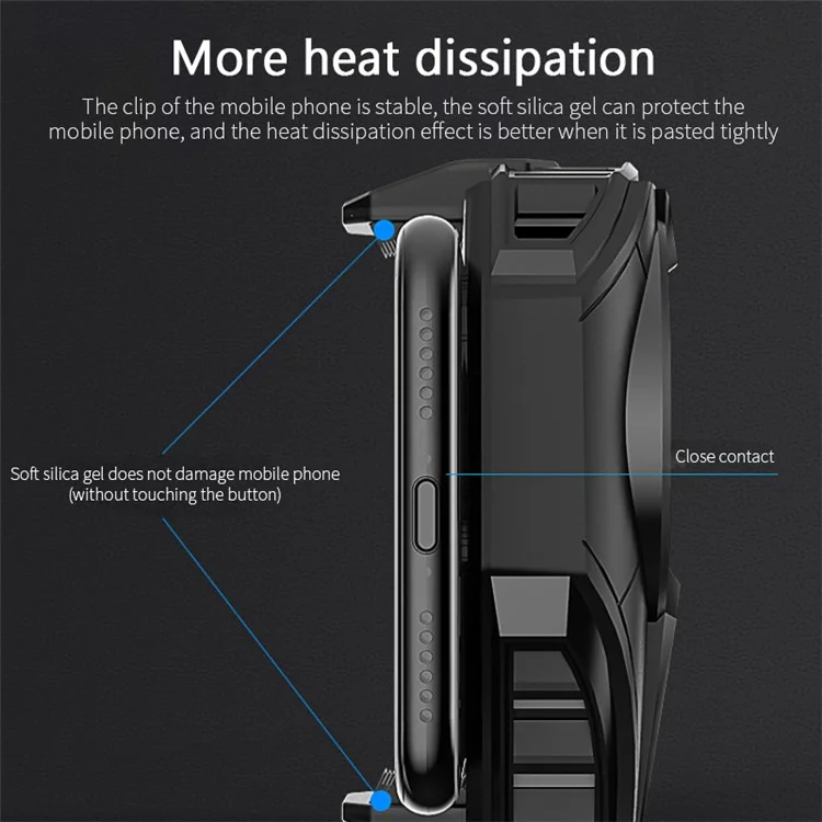 MEMO DL06 Lightweight Cell Phone Radiator Portable Mobile Phone Cooler Cooling Fan for Playing Games Watching Videos - Black