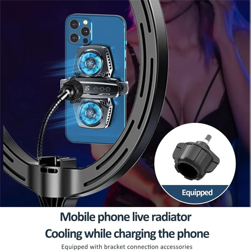 K4 Digital Display Handykühlgeräte Tragbare Rückclip Mobiltelefon Kühler mit RGB-Beleuchtung für Spiele, Live-Streaming - Tarnfarbe 