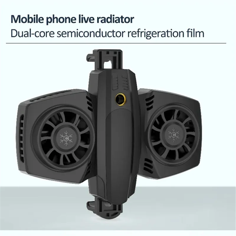 Enfriador de teléfono K4A Ventilador de refrigeración Clip de teléfono trasero Radiador con semiconductor de doble núcleo Juego Transmisión de video Vlog al aire libre