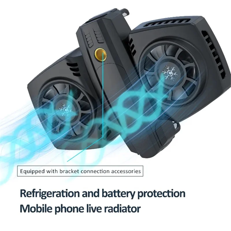 Enfriador de teléfono K4A Ventilador de refrigeración Clip de teléfono trasero Radiador con semiconductor de doble núcleo Juego Transmisión de video Vlog al aire libre
