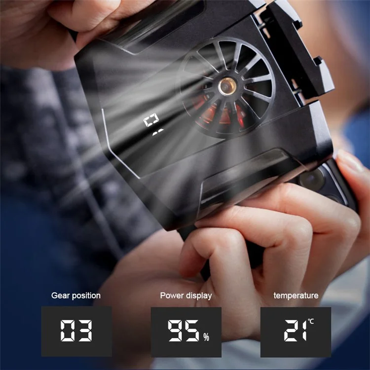 S1  Phone Cooler Semi-Conductor Cellphone Radiator Digital Display Cooling Fan with Back Clip