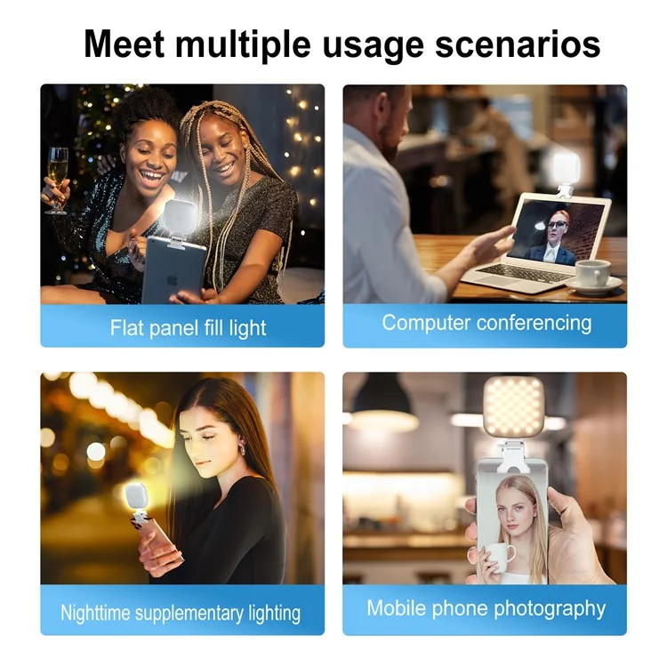 V15 Phone Laptop Video Conference Live Streaming Fill Lamp Mini Clip-On Portable LED Fill Light - White