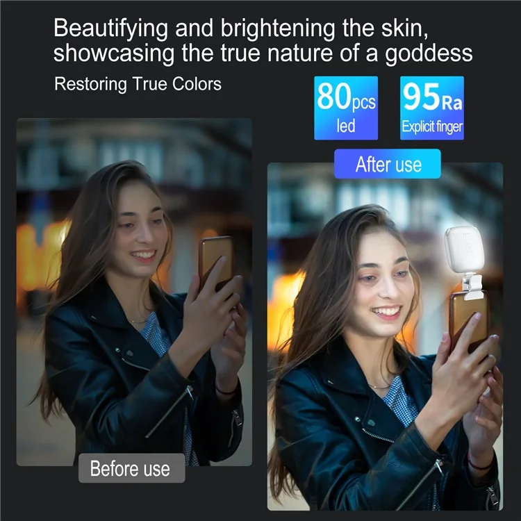 V15 Phone Laptop Video Conference Live Streaming Fill Lamp Mini Clip-On Portable LED Fill Light - White