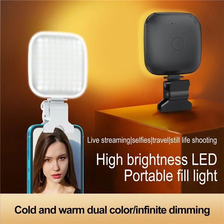 V15 Phone Laptop Video Conference Live Streaming Fill Lamp Mini Clip-On Portable LED Fill Light - White