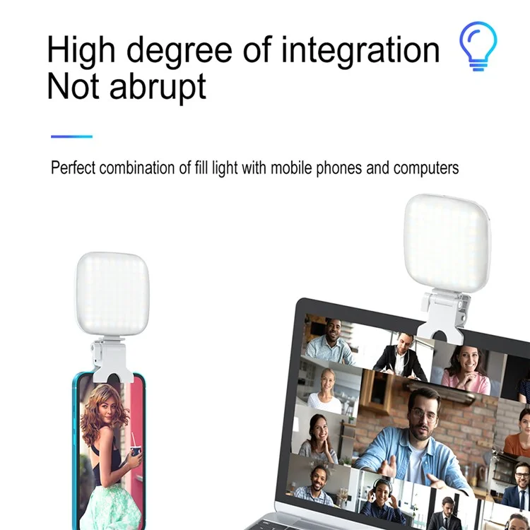 V15 Phone Laptop Video Conference Live Streaming Fill Lamp Mini Clip-On Portable LED Fill Light - White