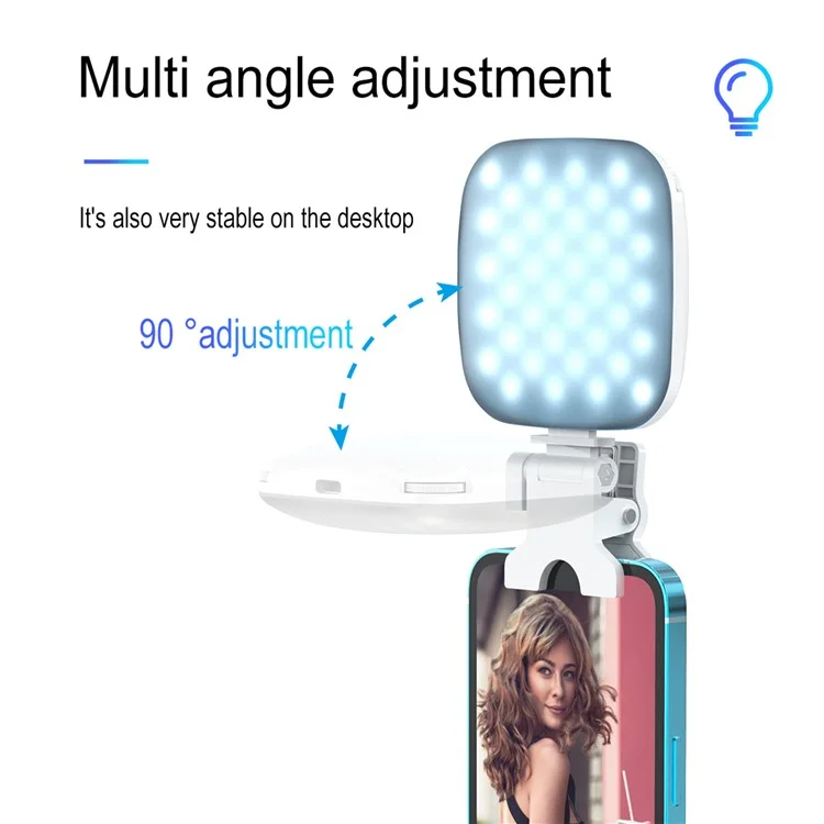 V15 Phone Laptop Video Conference Live Streaming Fill Lamp Mini Clip-On Portable LED Fill Light - White