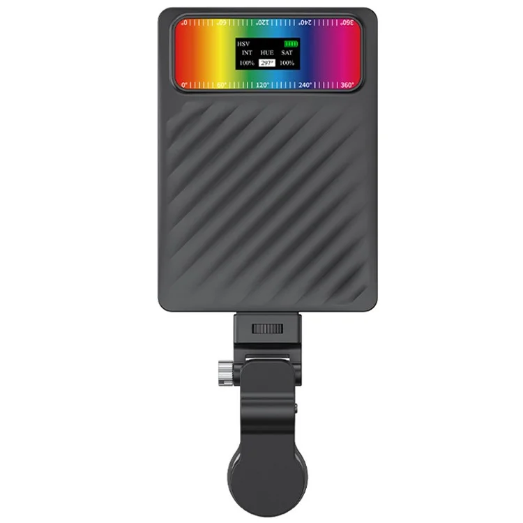 V16R 24 Effects RGB Light Clip-On Pocket Fill Light with OLED Screen for Mobile Phone / Tablet / Laptop