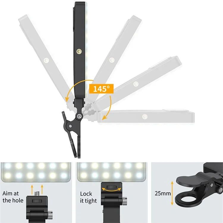 V16R 24 Effects RGB Light Clip-On Pocket Fill Light with OLED Screen for Mobile Phone / Tablet / Laptop