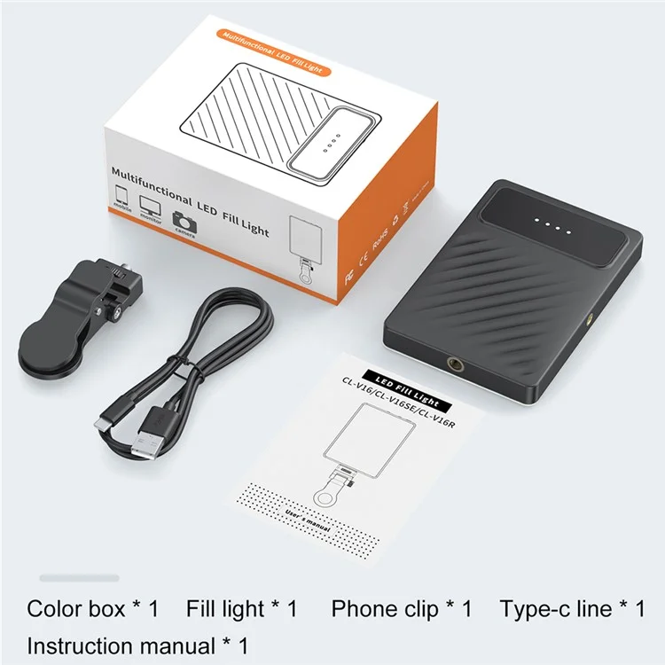 V16SE Three Light Modes Clip-On Pocket Mini Fill Light for Mobile Phone / Tablet / Laptop