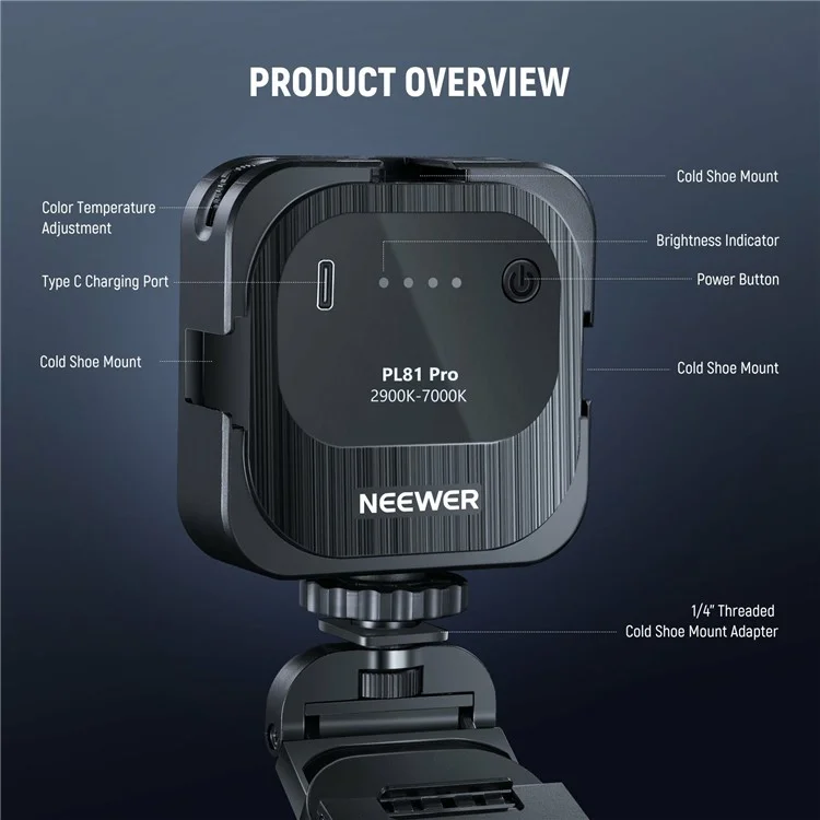 NEEWER PL81 Pro Portable LED Video Light 2900K-7000K Light Streaming Professionnel
