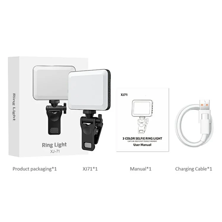Luz de preenchimento para videoconferência com clipe para celular e laptop XJ71 - Preto