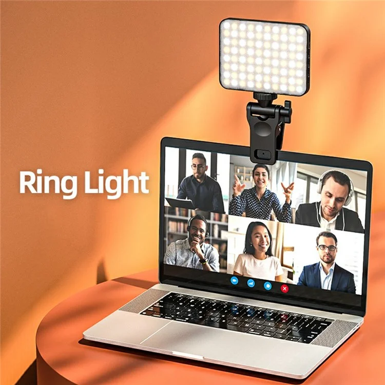 Luz de preenchimento para videoconferência com clipe para celular e laptop XJ71 - Preto