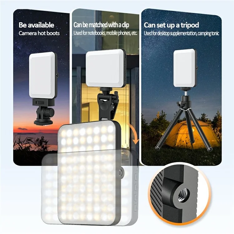 Luz de preenchimento para videoconferência com clipe para celular e laptop XJ71 - Preto