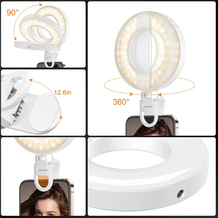 XJ57 Portable Live Streaming Phone Laptop LED Fill Light Video Conference Ring Light