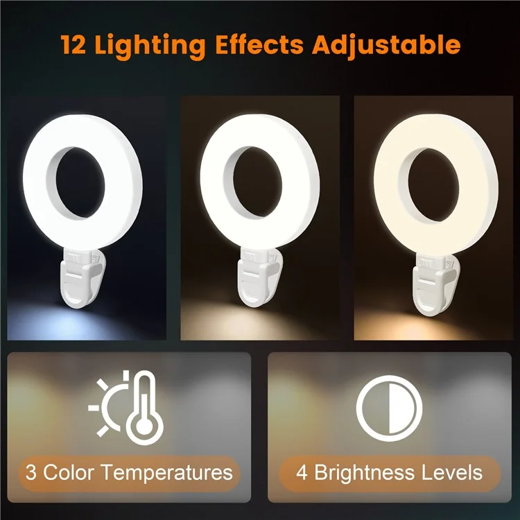 XJ57 Portable Live Streaming Phone Laptop LED Fill Light Video Conference Ring Light