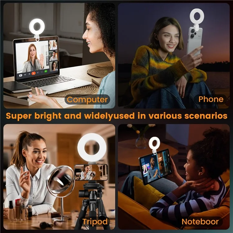 XJ57 Portable Live Streaming Phone Laptop LED Fill Light Video Conference Ring Light