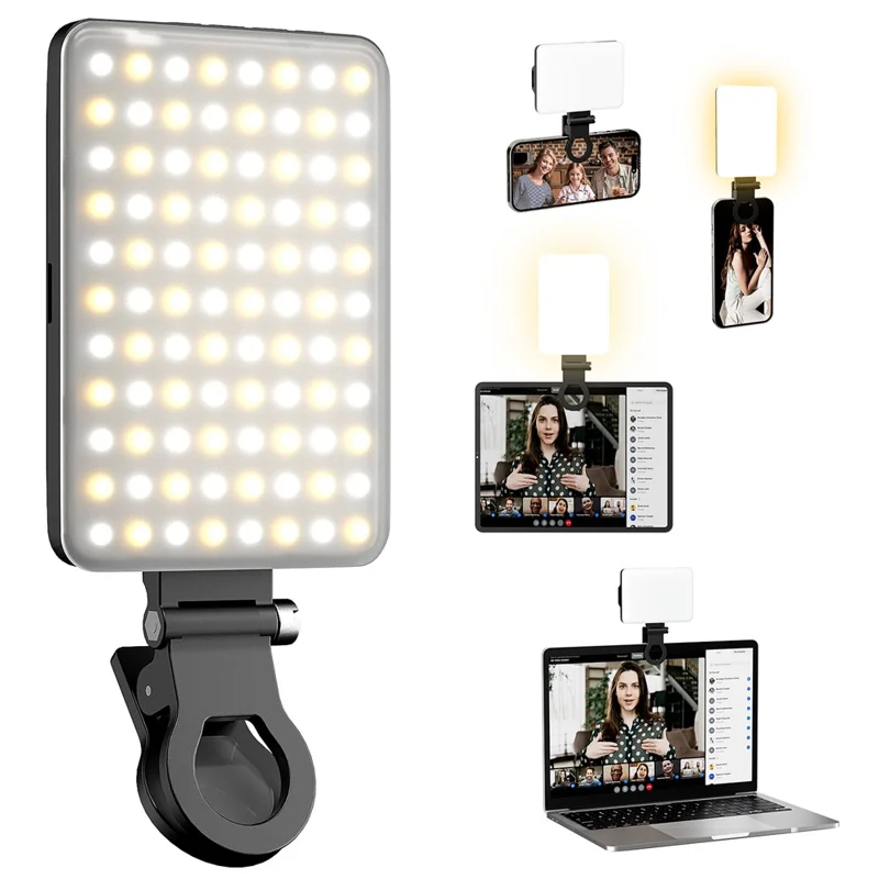 XJ103 Bærbar Selfie-lys med 3 farvetemperaturer, fyldlys til fotografering til livesending og videoconferencer